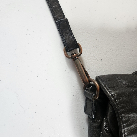 Liebeskind Berlin Sheep Leather Woven Shoulder Bag Crossbody Purse Black Boho - Picture 10 of 13